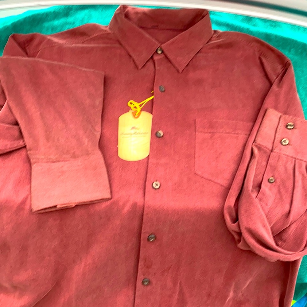 XL TOMMY BAHAMA 88%SILK, 12% WOOL LONG SLEEVE SHIRT ABSOLUTELY AMAZING WINE